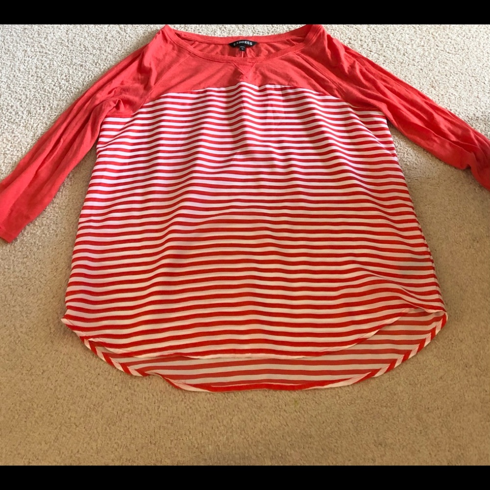 Express Coral Striped Shirt Women’s Large